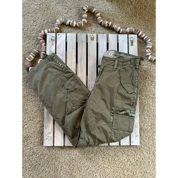 Vintage Y2K Abercombie & Fitch Green Cargo Military Pants - Picture 2 of 12